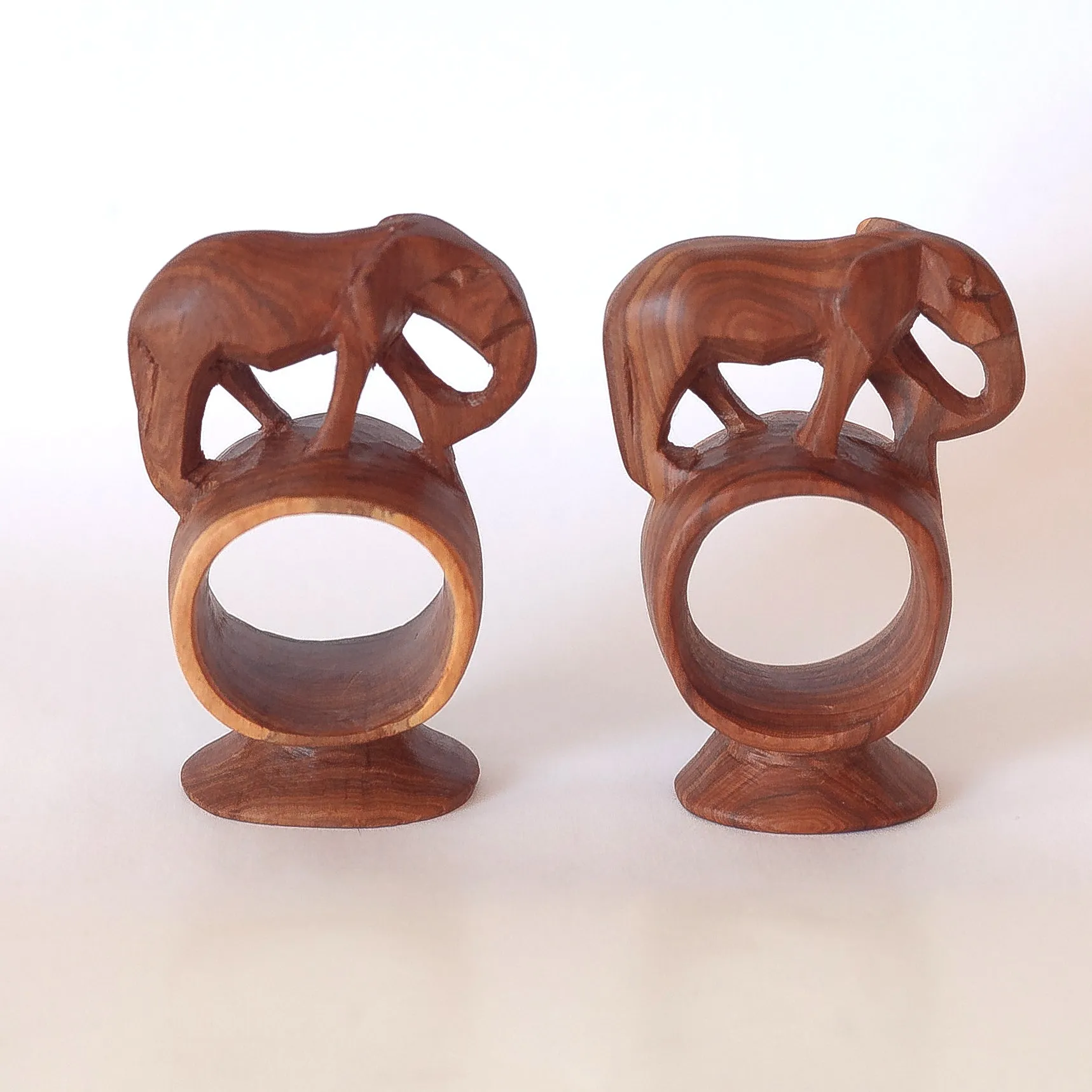 Napkin Rings (2x), Wood Elephants, Handmade in Kenya