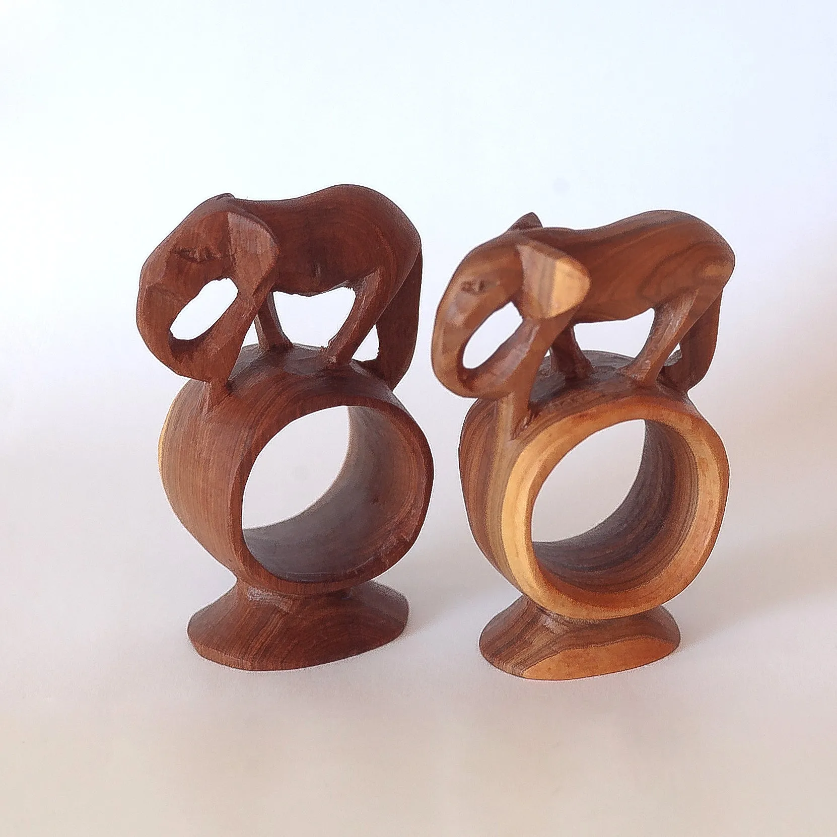 Napkin Rings (2x), Wood Elephants, Handmade in Kenya