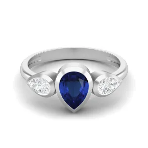 Natural Blue Sapphire 925 Sterling Silver 1.25 Cts Ring For Women