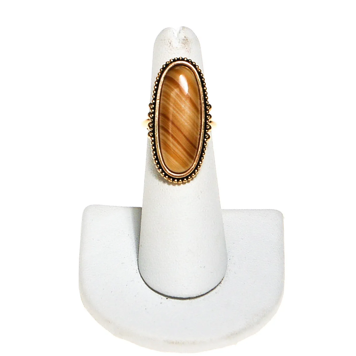 Natural Earth Tone Agate Statement Ring