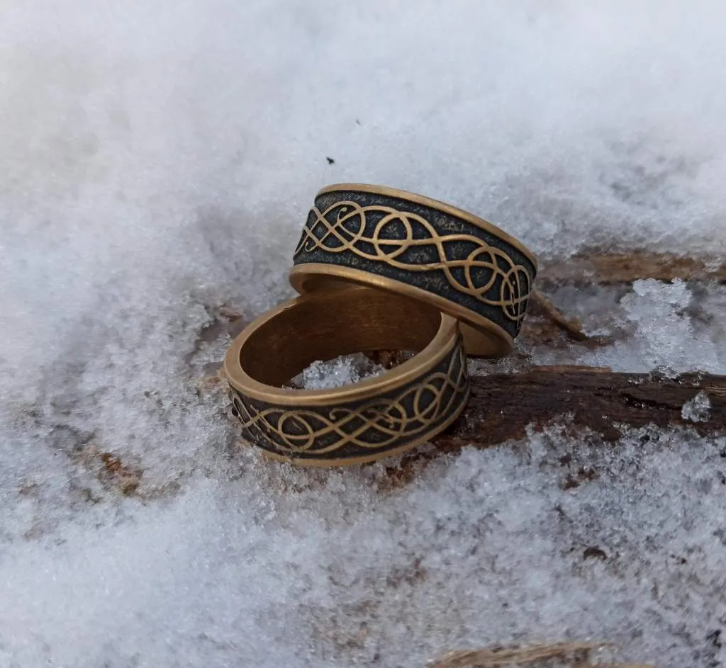 Norse Urnes ornament rings from bronze