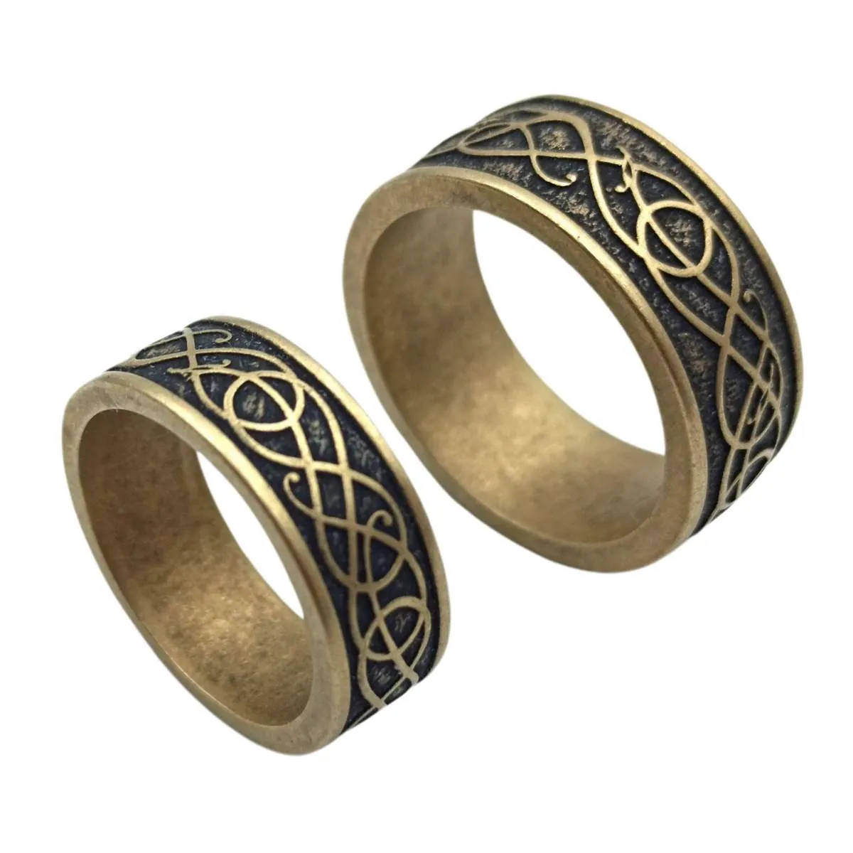 Norse Urnes ornament rings from bronze