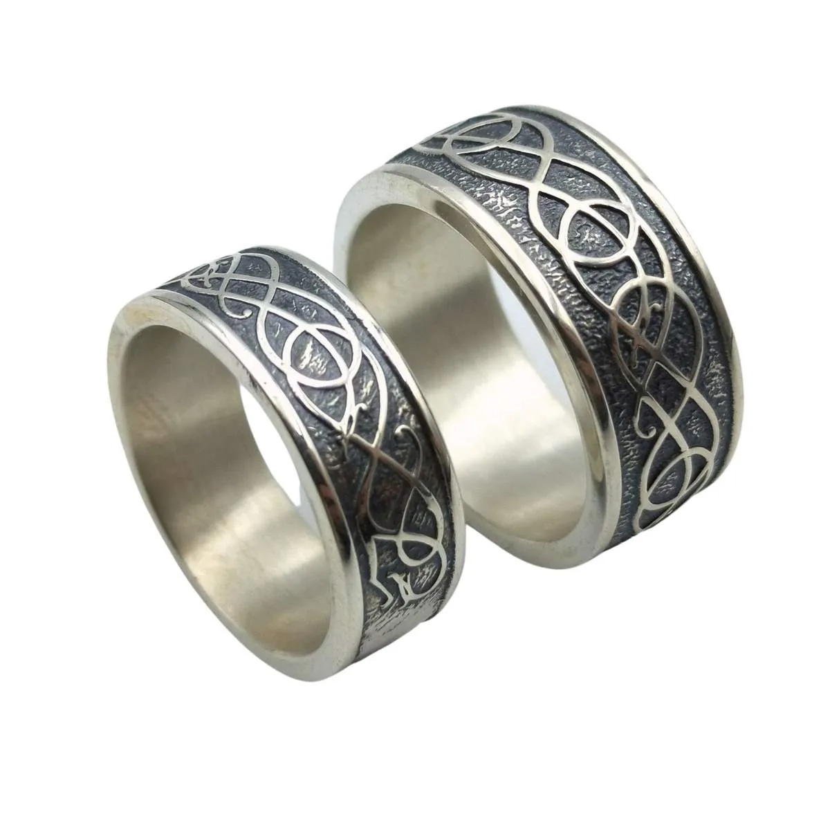Norse Urnes ornament silver rings