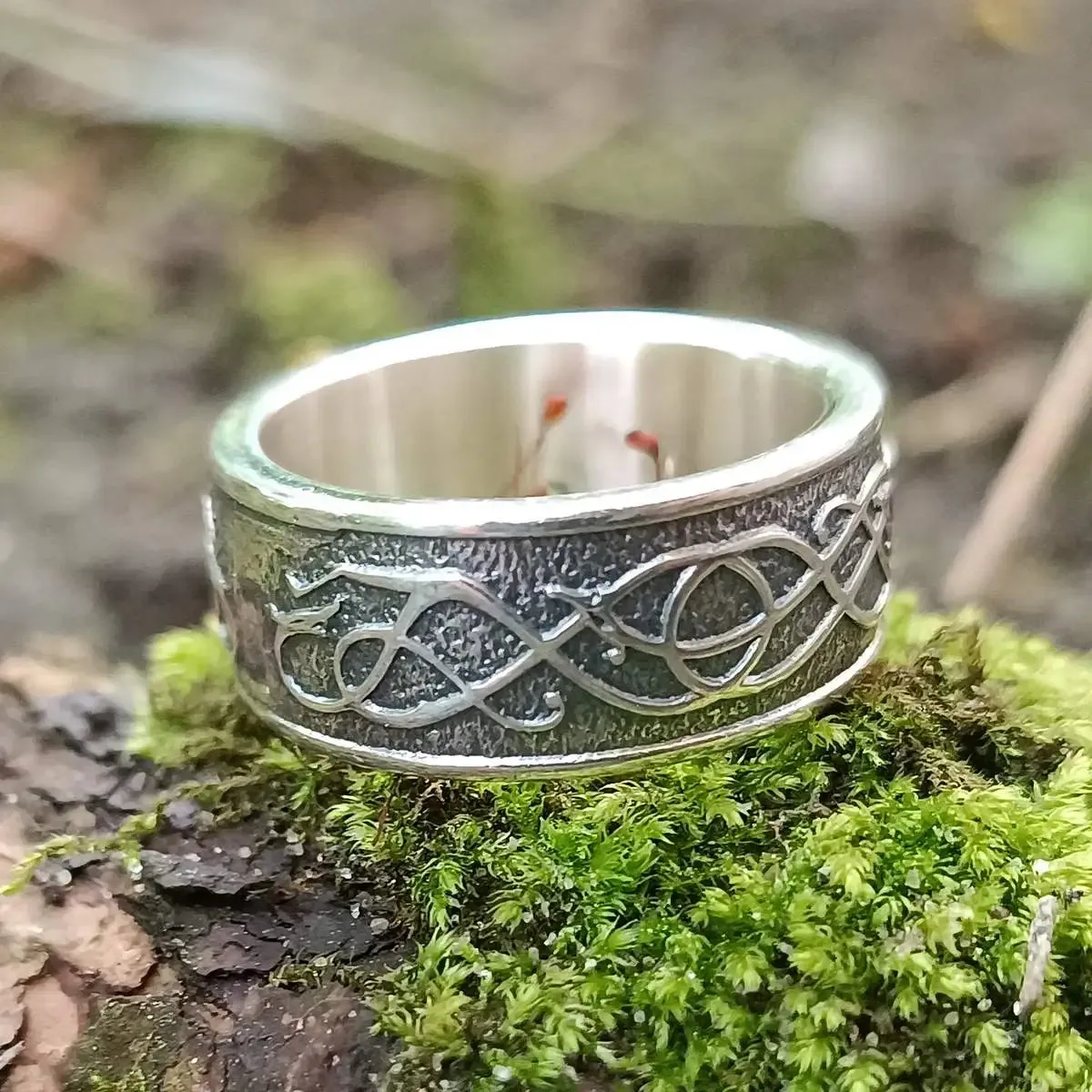 Norse Urnes ornament silver rings