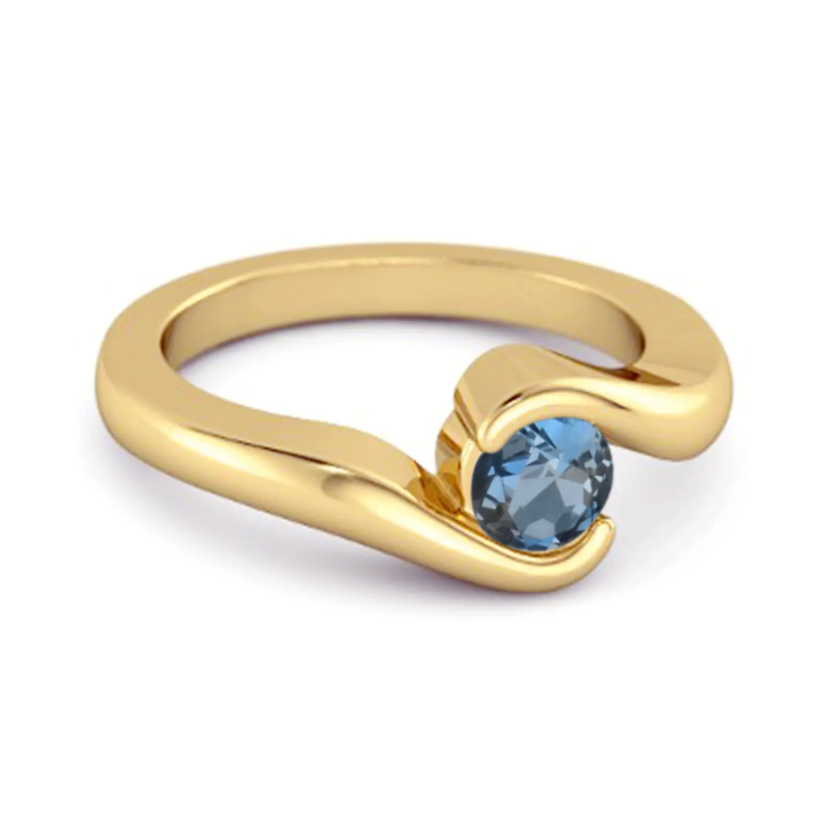 Ocean Wave 925 Sterling Silver 0.10 Ctw London Blue Topaz Women Wedding Ring