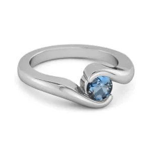 Ocean Wave 925 Sterling Silver 0.10 Ctw London Blue Topaz Women Wedding Ring