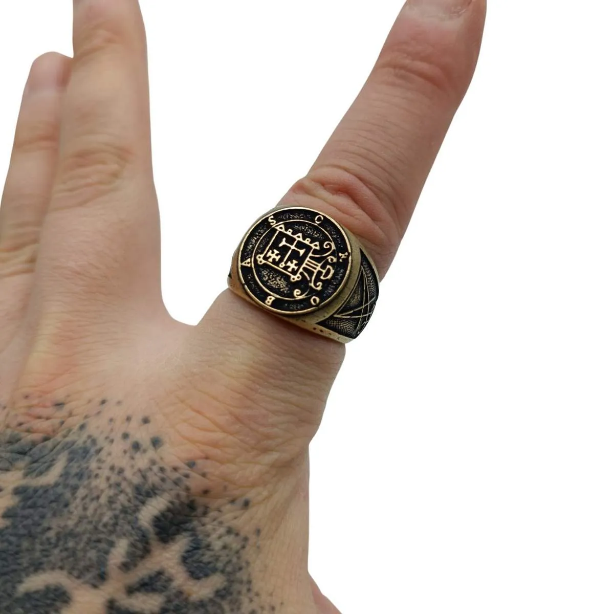 Orobas demon sigil ring from bronze