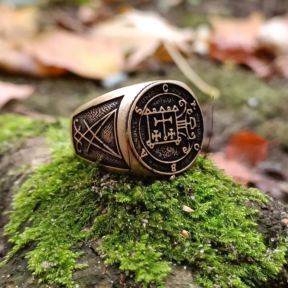 Orobas demon sigil ring from bronze
