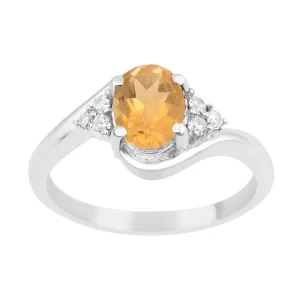 Oval Cut 1.5 Ctw Citrine Sterling Silver Solitaire Rings