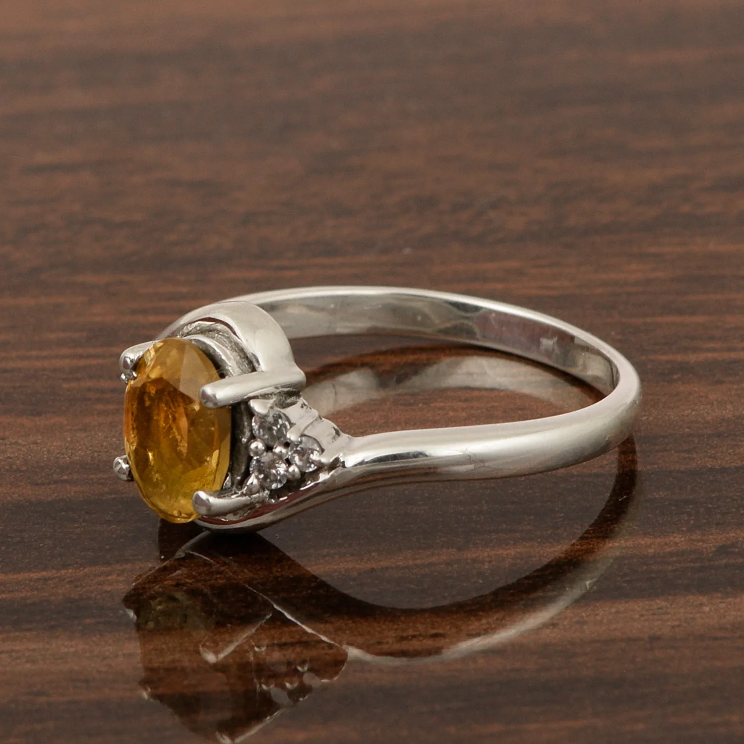 Oval Cut 1.5 Ctw Citrine Sterling Silver Solitaire Rings