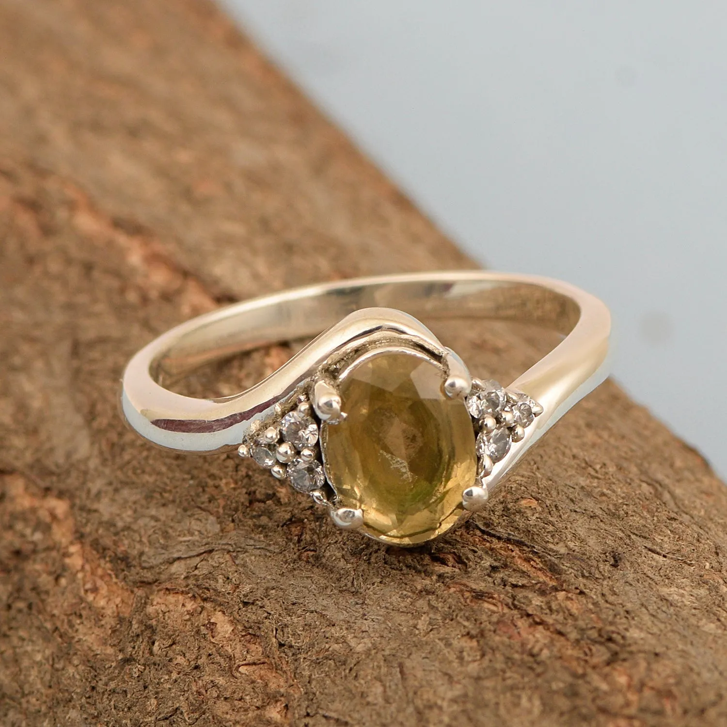 Oval Cut 1.5 Ctw Citrine Sterling Silver Solitaire Rings