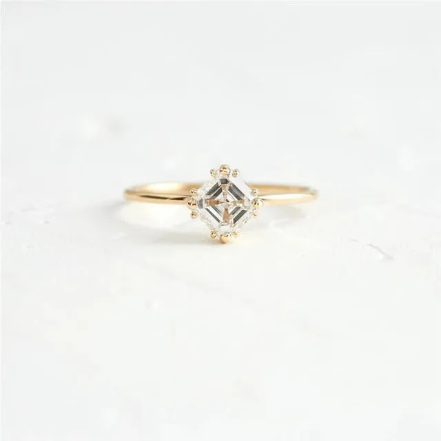 Oval Round Rhinestone Wedding Engagement Slim Ring
