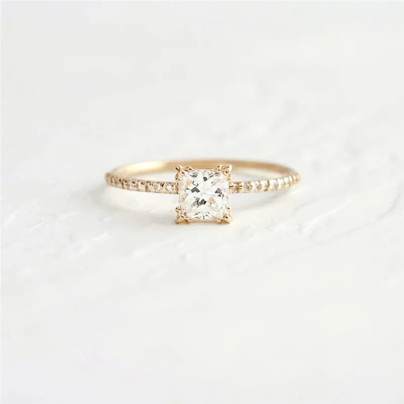 Oval Round Rhinestone Wedding Engagement Slim Ring