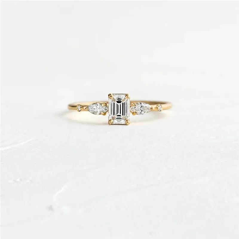 Oval Round Rhinestone Wedding Engagement Slim Ring