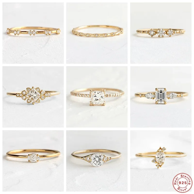 Oval Round Rhinestone Wedding Engagement Slim Ring