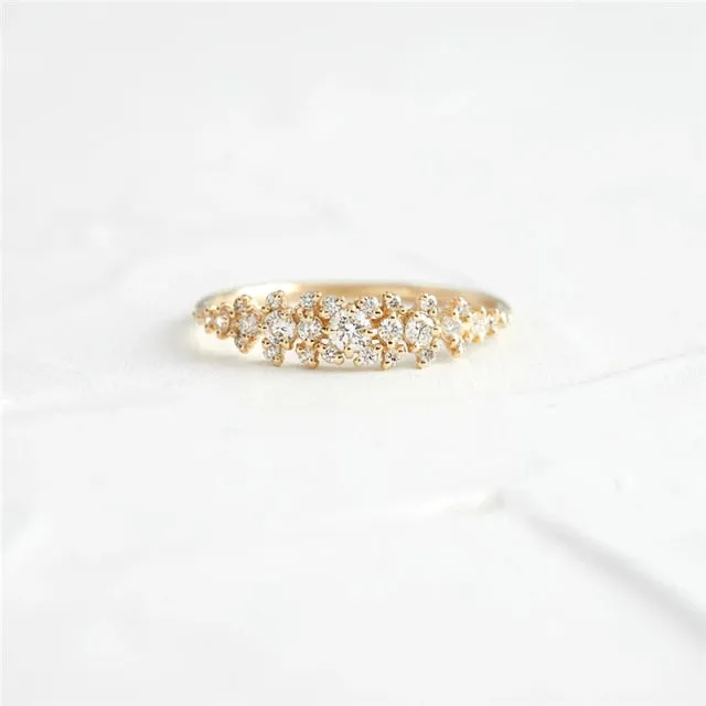 Oval Round Rhinestone Wedding Engagement Slim Ring