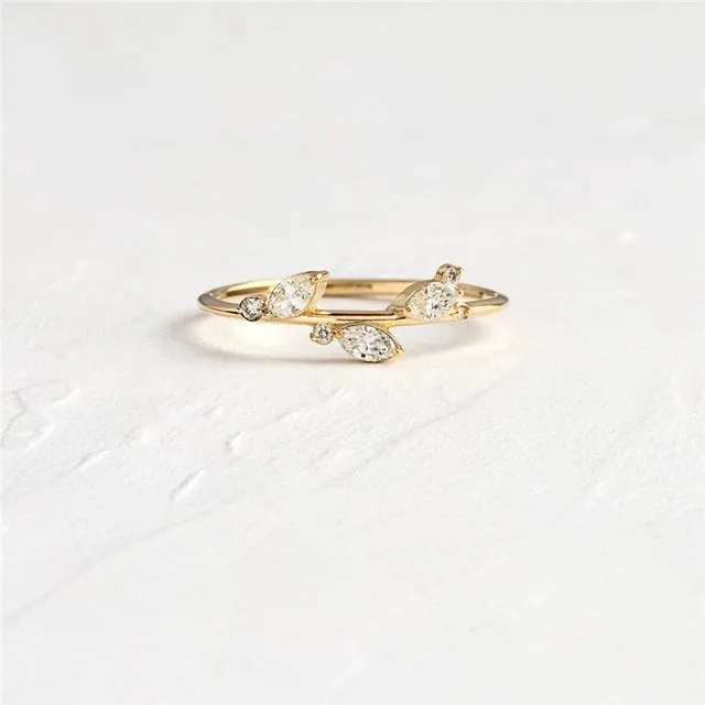Oval Round Rhinestone Wedding Engagement Slim Ring