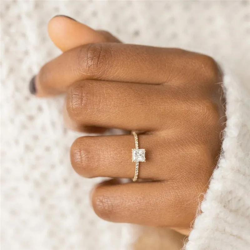 Oval Round Rhinestone Wedding Engagement Slim Ring