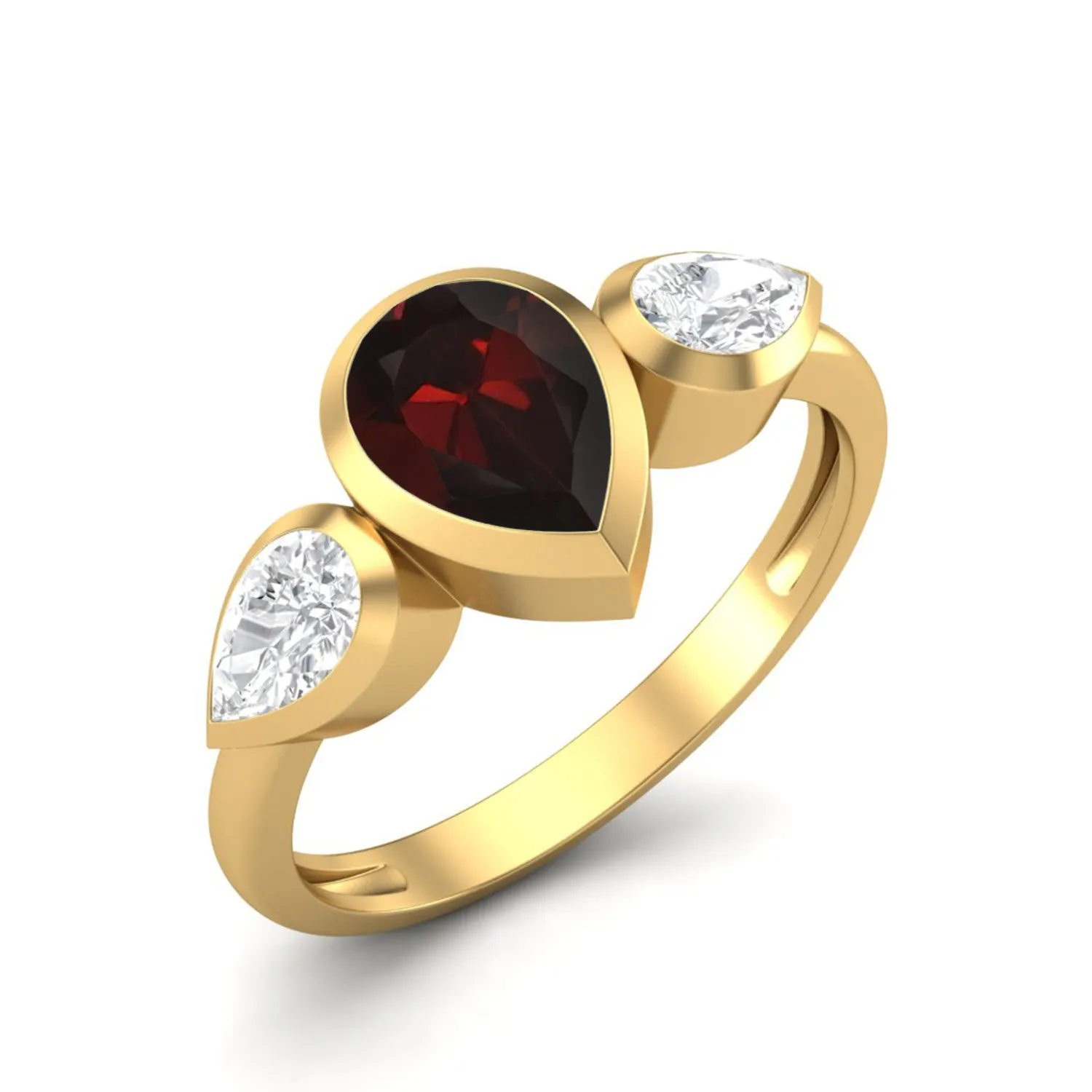 Pear Shaped Red Garnet Bridal Ring 1.25 Cts Sterling Silver Red Garnet Ring