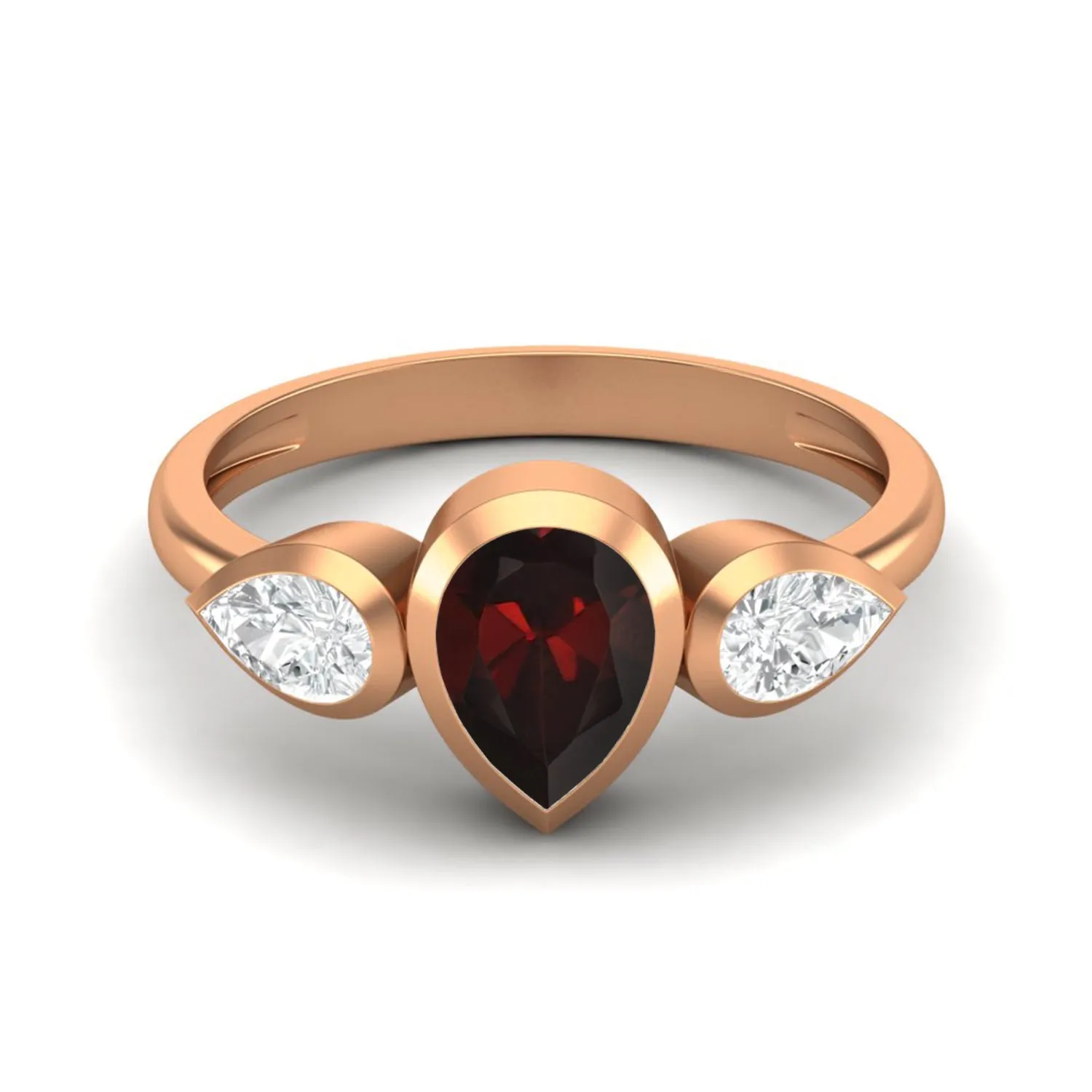 Pear Shaped Red Garnet Bridal Ring 1.25 Cts Sterling Silver Red Garnet Ring