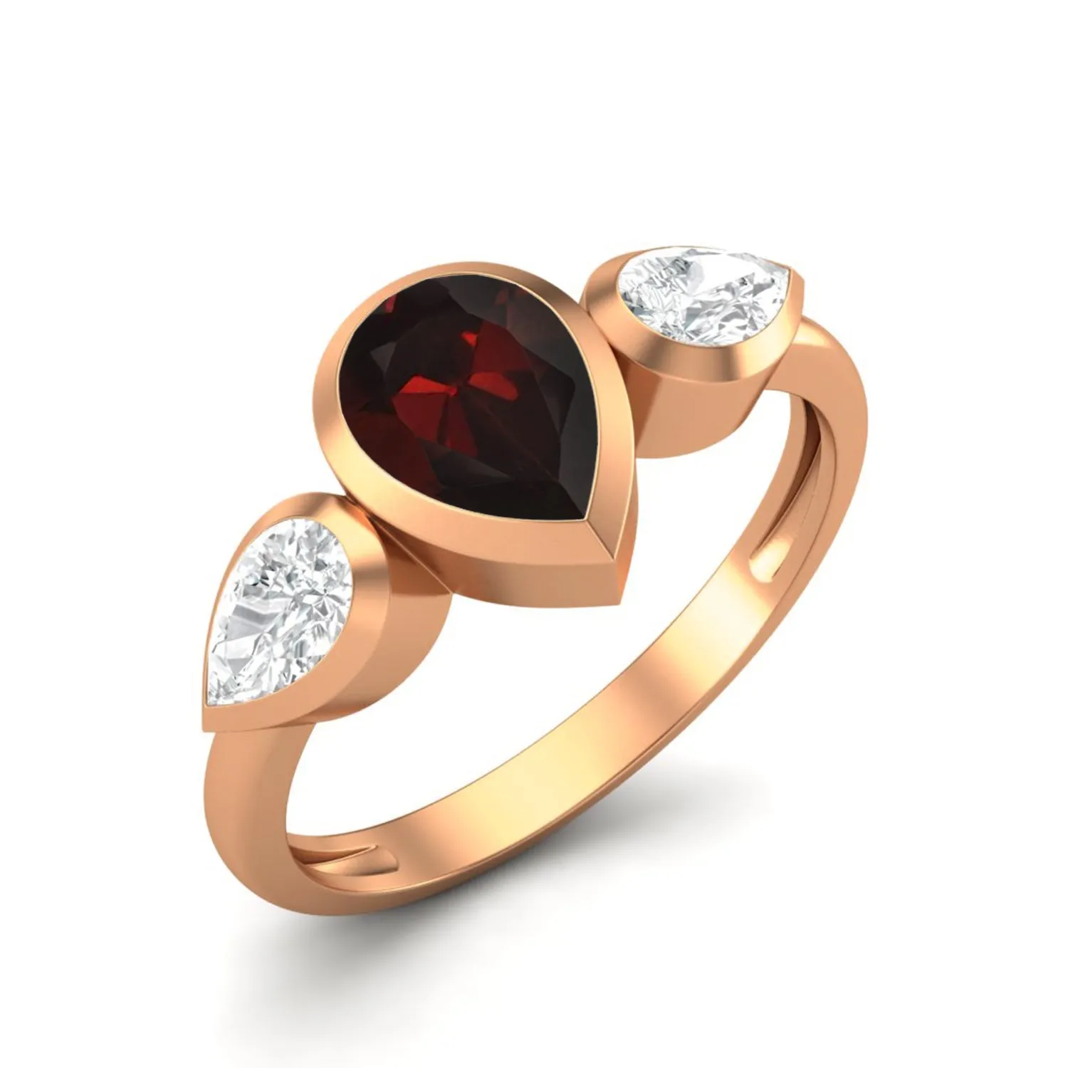 Pear Shaped Red Garnet Bridal Ring 1.25 Cts Sterling Silver Red Garnet Ring