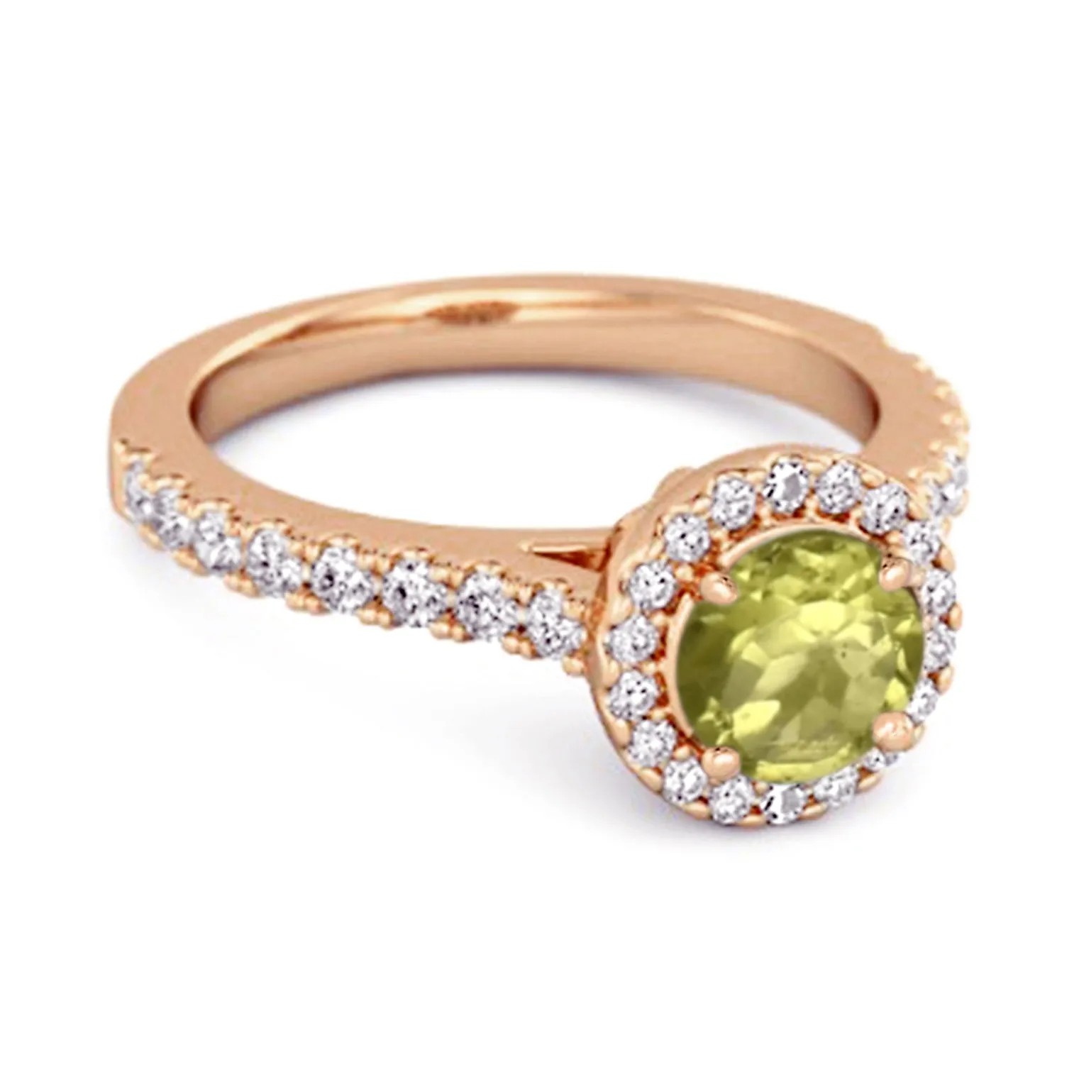 Peridot Birthstone 925 Sterling Silver Solitaire Accents Ring