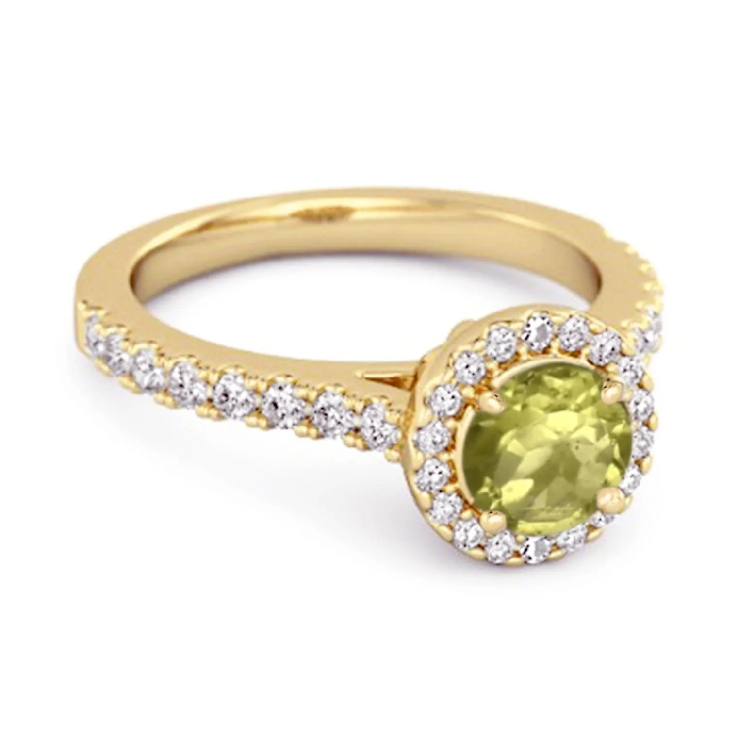 Peridot Birthstone 925 Sterling Silver Solitaire Accents Ring