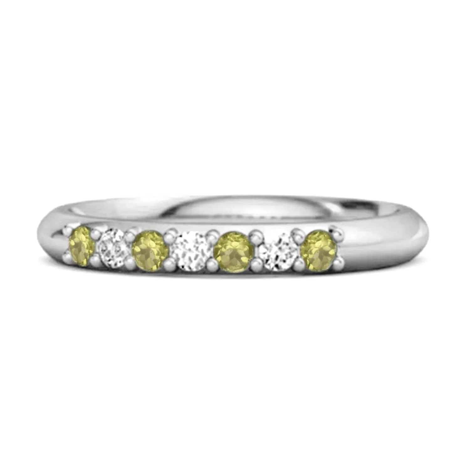 Peridot Eternity 925 Sterling Silver Stackable Mismatch Ring