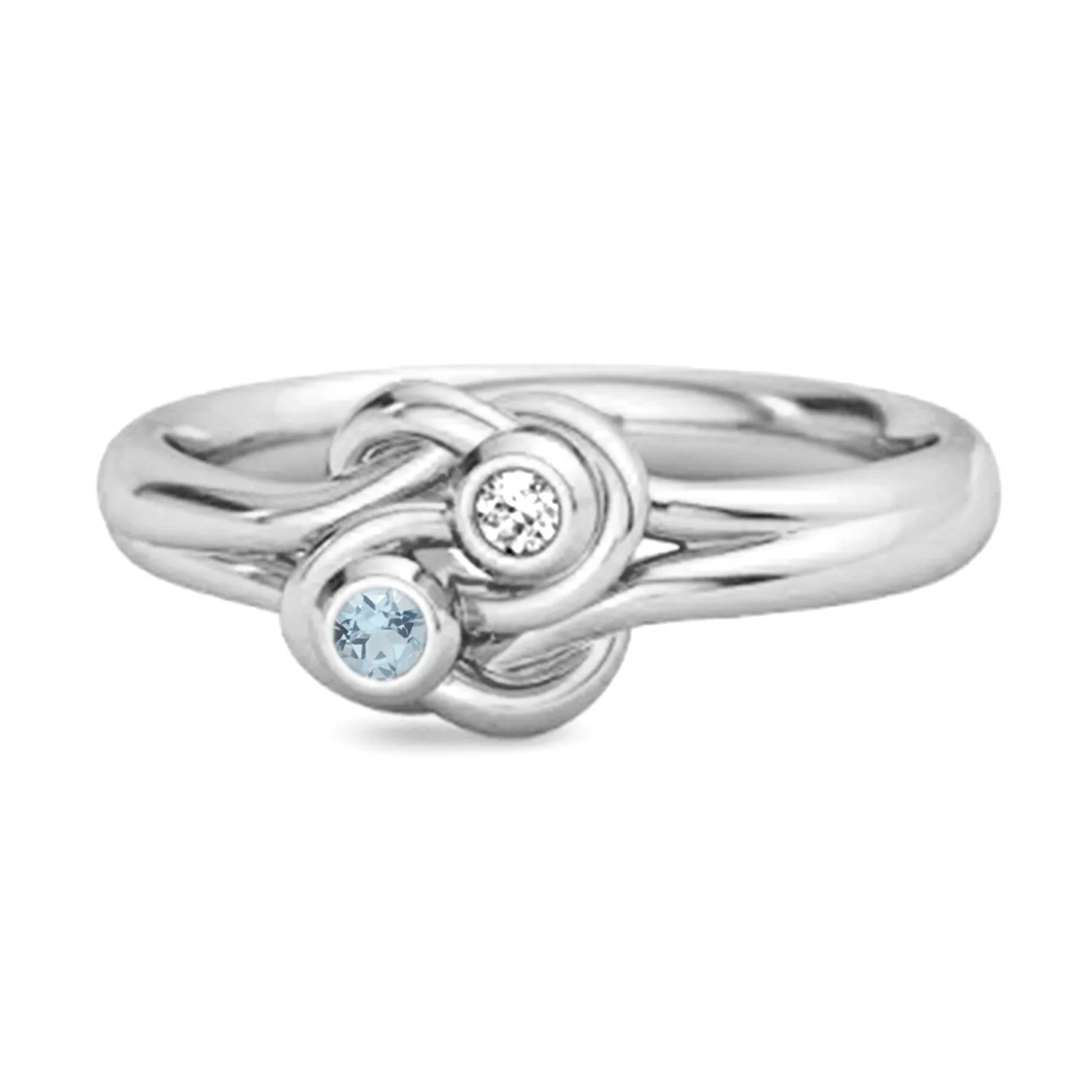 Personalized Love Knot 0.02 Ctw Blue Topaz Sterling Silver Commitment Ring
