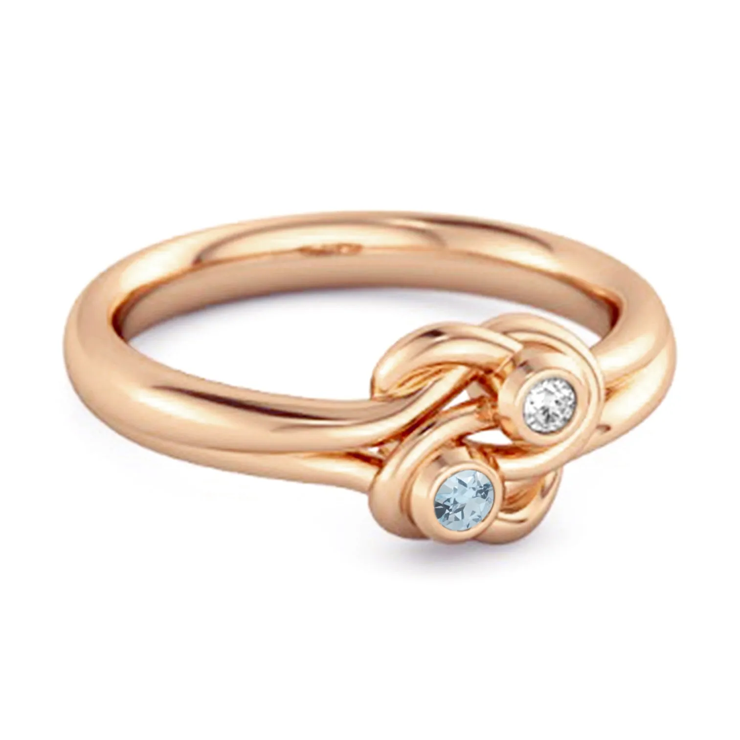 Personalized Love Knot 0.02 Ctw Blue Topaz Sterling Silver Commitment Ring