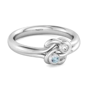 Personalized Love Knot 0.02 Ctw Blue Topaz Sterling Silver Commitment Ring