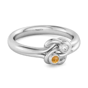 Personalized Love Knot 0.02 Ctw Citrine 925 Silver Commitment Ring