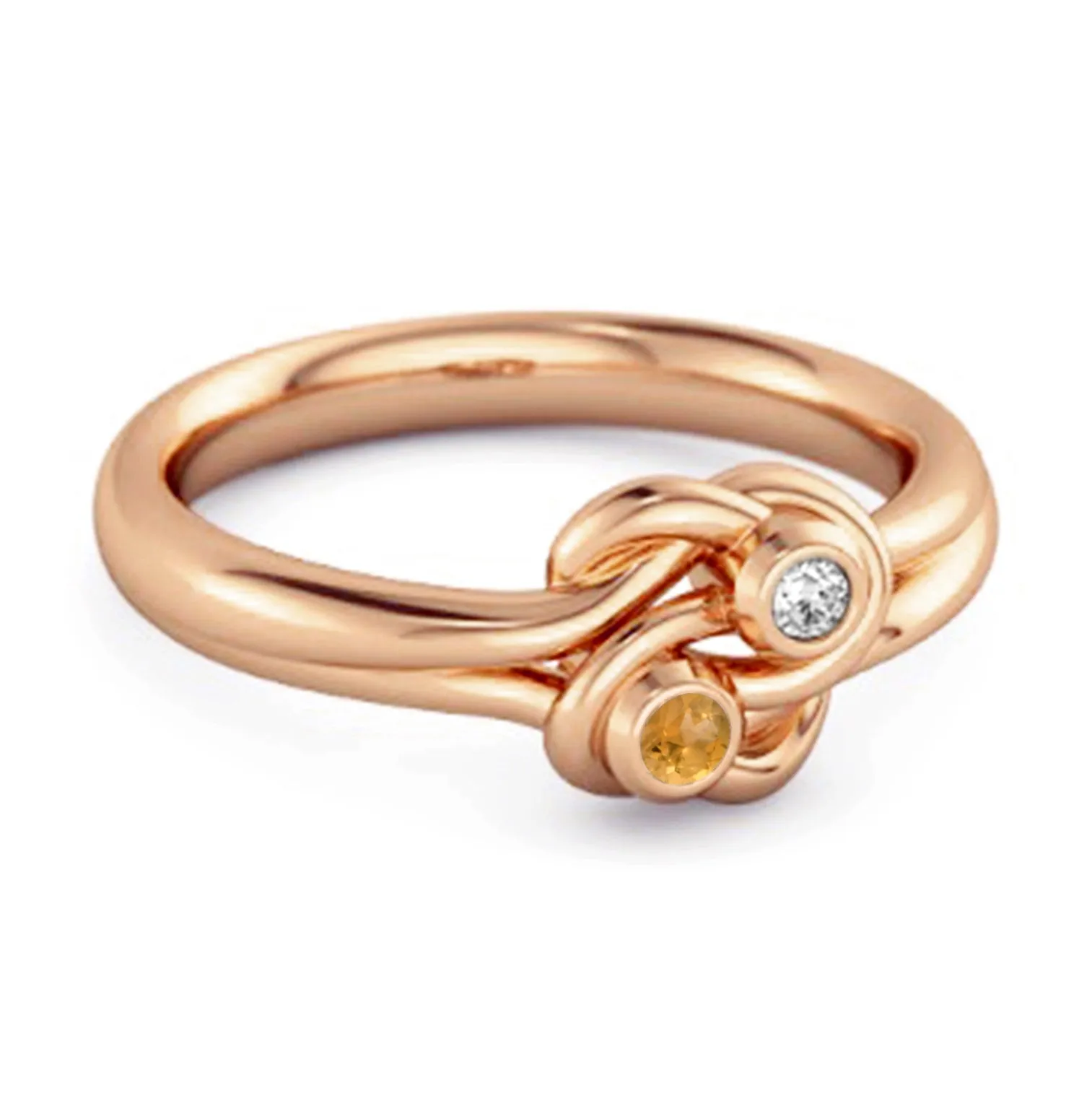 Personalized Love Knot 0.02 Ctw Citrine 925 Silver Commitment Ring
