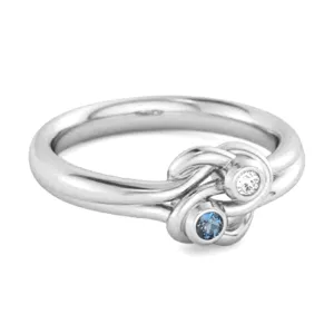 Personalized Love Knot 0.02 Ctw London Blue Topaz 925 Silver Commitment Ring