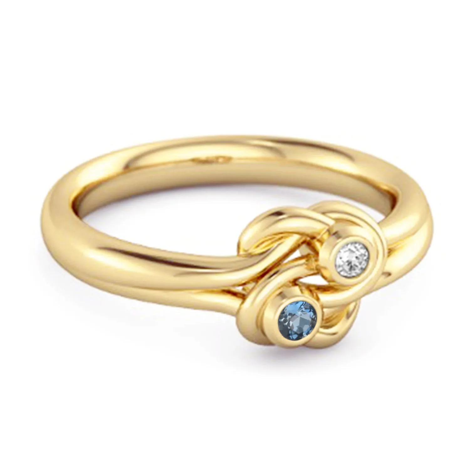 Personalized Love Knot 0.02 Ctw London Blue Topaz 925 Silver Commitment Ring
