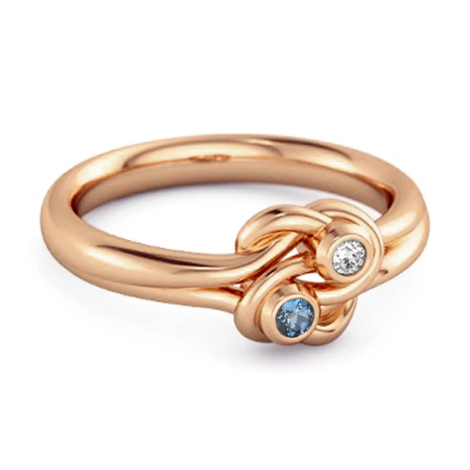Personalized Love Knot 0.02 Ctw London Blue Topaz 925 Silver Commitment Ring