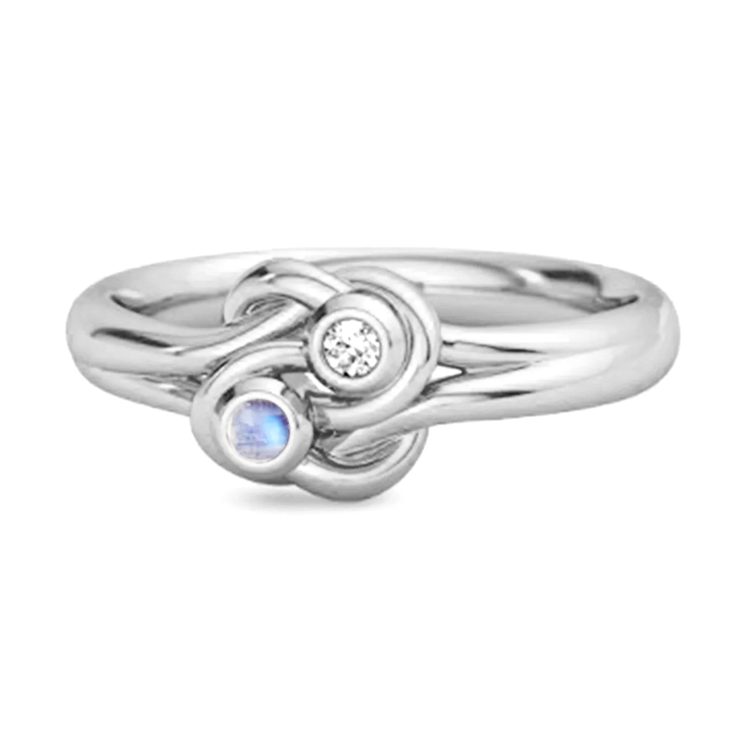 Personalized Love Knot 0.02 Ctw Moonstone 925 Silver Commitment Ring