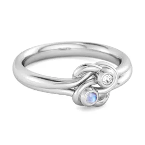 Personalized Love Knot 0.02 Ctw Moonstone 925 Silver Commitment Ring