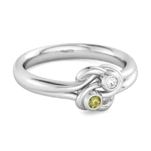 Personalized Love Knot 0.02 Ctw Peridot 925 Silver Commitment Ring