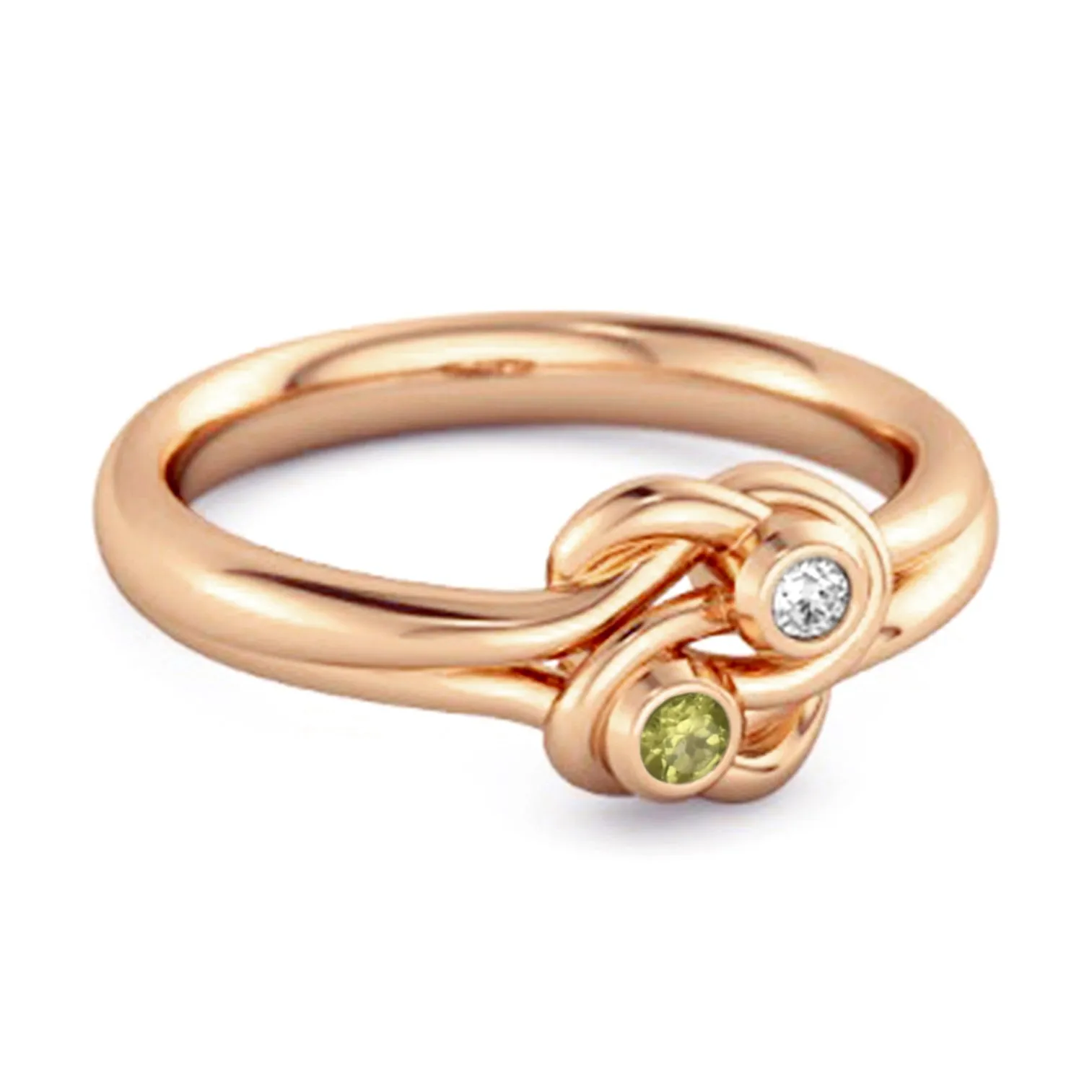 Personalized Love Knot 0.02 Ctw Peridot 925 Silver Commitment Ring