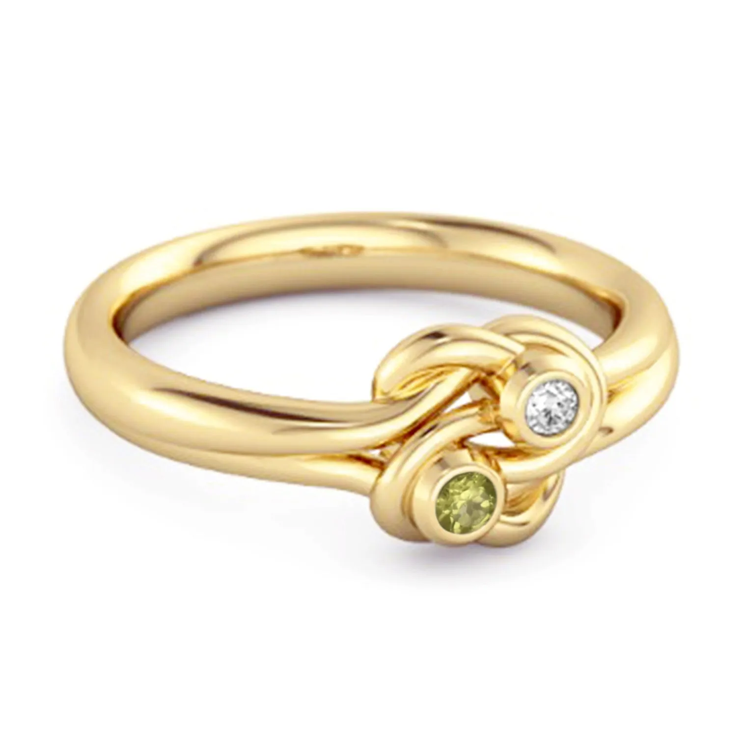 Personalized Love Knot 0.02 Ctw Peridot 925 Silver Commitment Ring