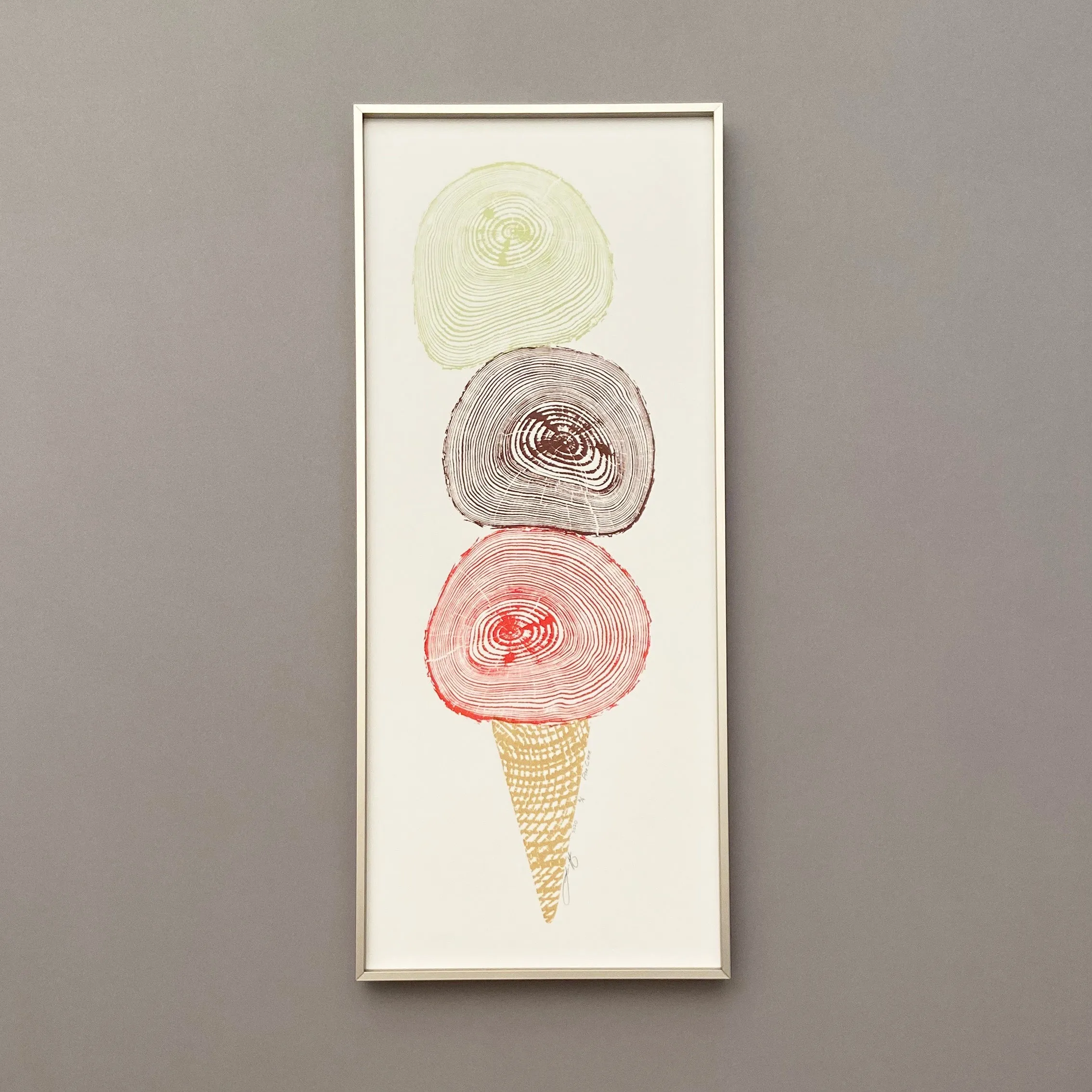 Pine Cone, Limited Edition, 22"x9" Framed Tree Print