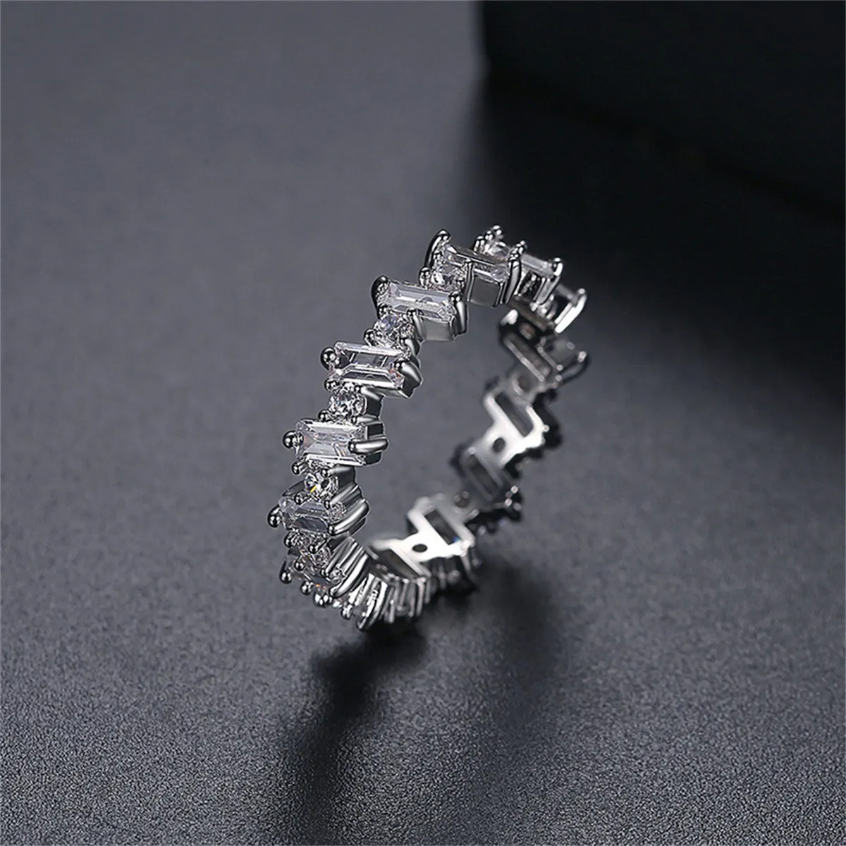 Pink Crystal & Cubic Zirconia Band Ring