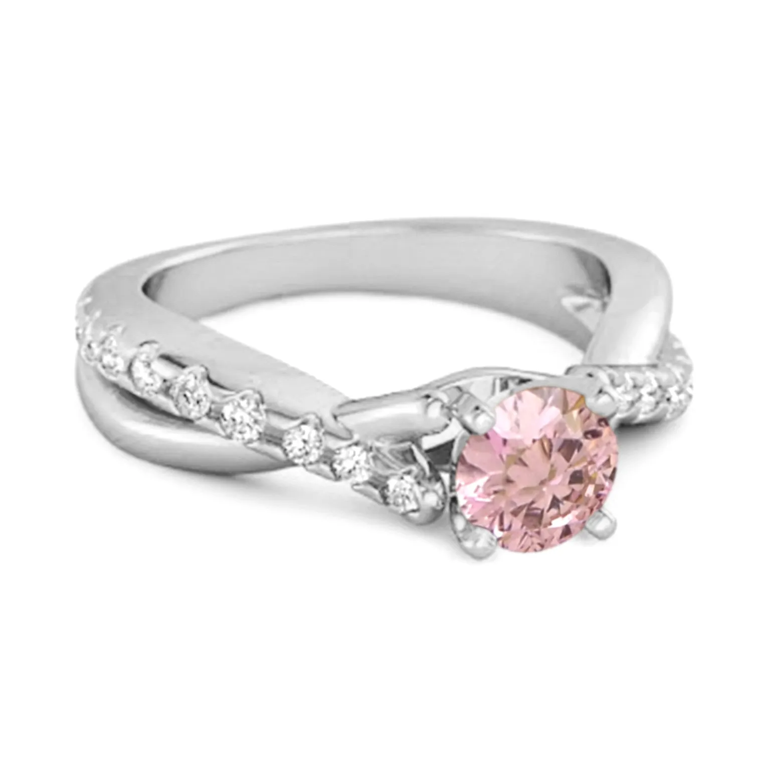 Pink Zirconia Accents 925 Sterling Silver Twisting Vine Shank Ring