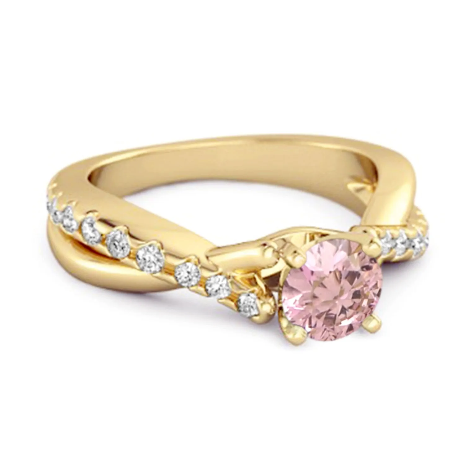 Pink Zirconia Accents 925 Sterling Silver Twisting Vine Shank Ring