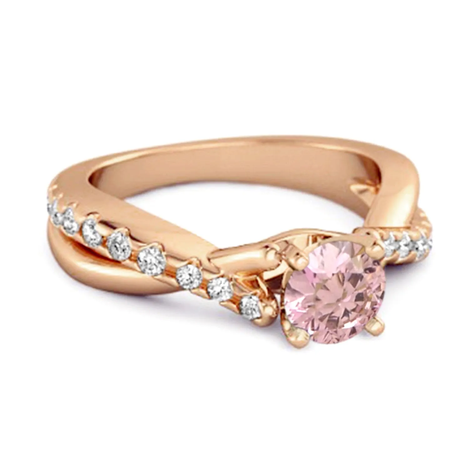 Pink Zirconia Accents 925 Sterling Silver Twisting Vine Shank Ring