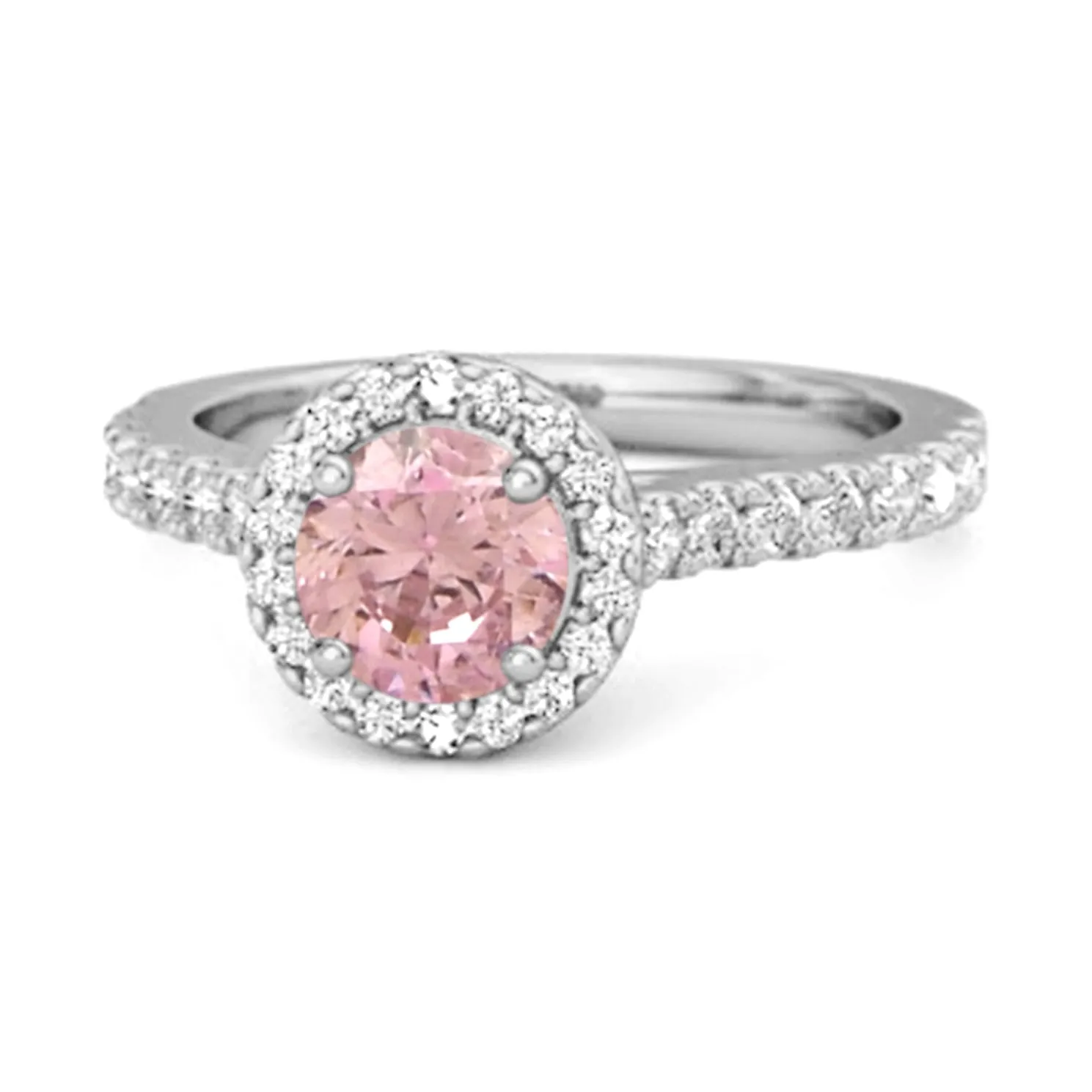 Pink Zirconia Birthstone 925 Sterling Silver Solitaire Accents Ring