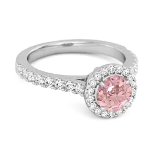 Pink Zirconia Birthstone 925 Sterling Silver Solitaire Accents Ring