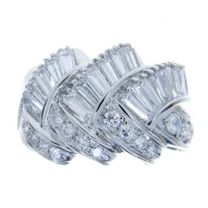 Platinum 1.70ct Round & Baguette Diamond Band Ring