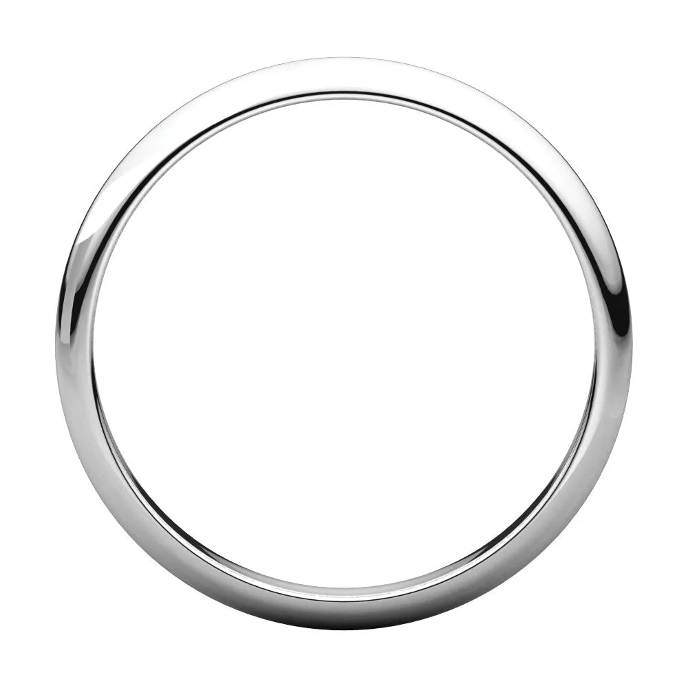 Platinum 2.5mm Half Round Band, Size 4